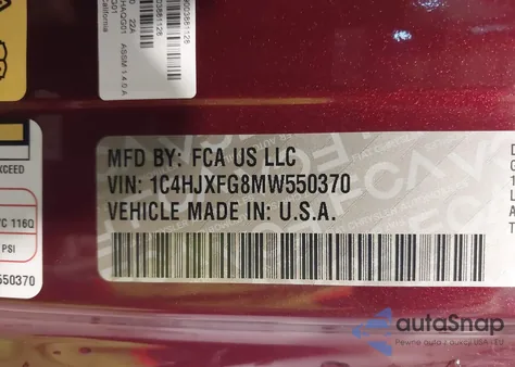 2021 Jeep Wrangler Unlimited Rubicon 4X4 z USA, uszkodzony, nr VIN 1C4HJXFG8MW550370